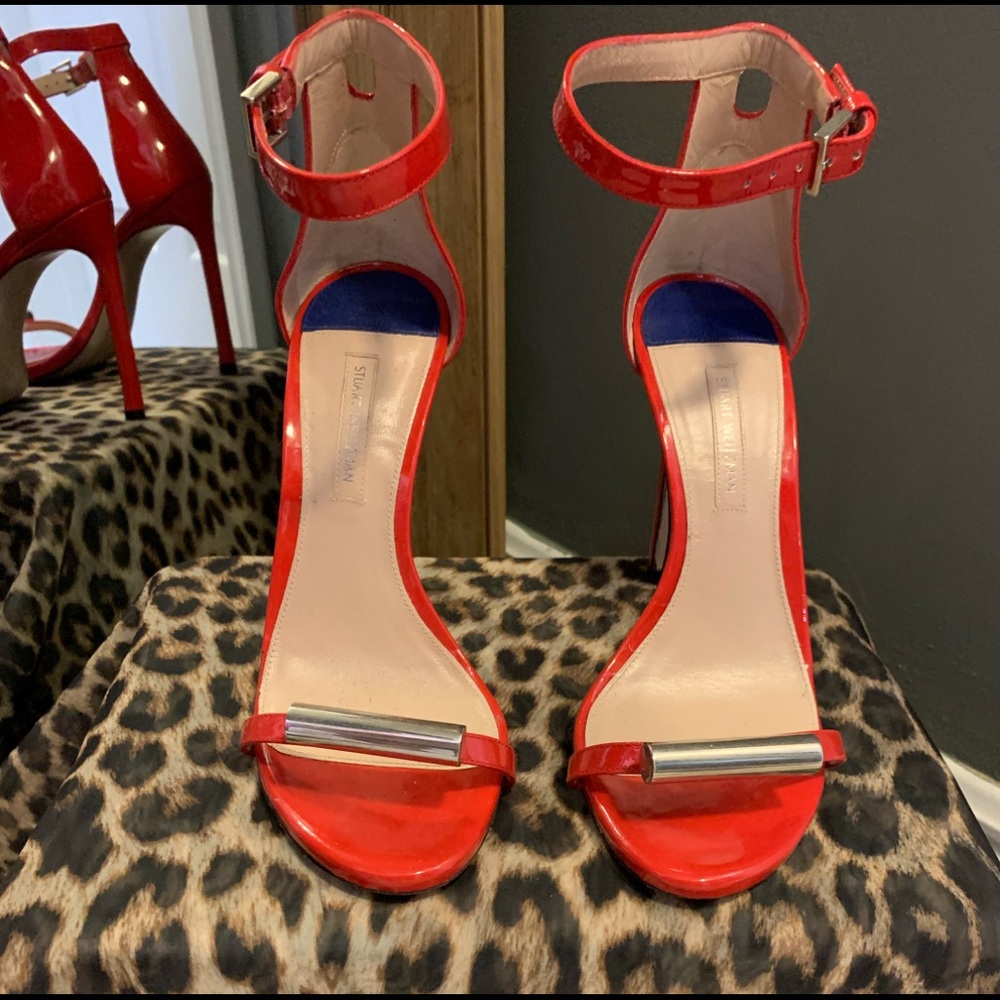 RARE Stuart Weitzman Red patent leather Nudist 36